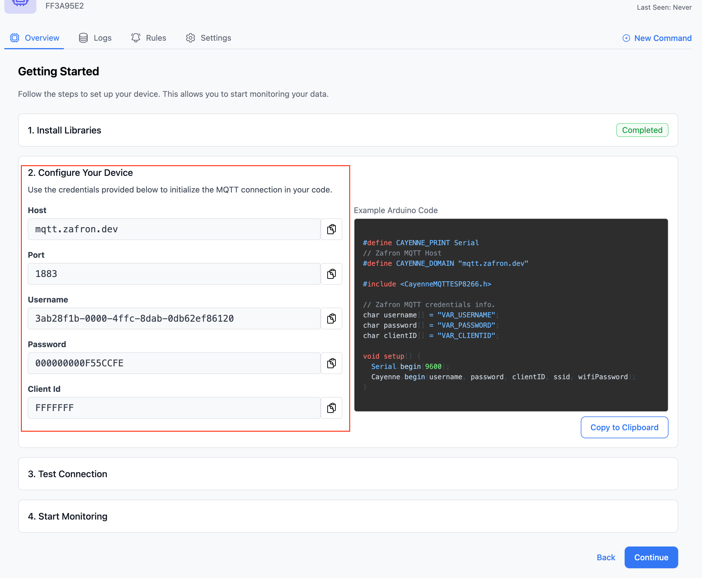 MQTT Credentials